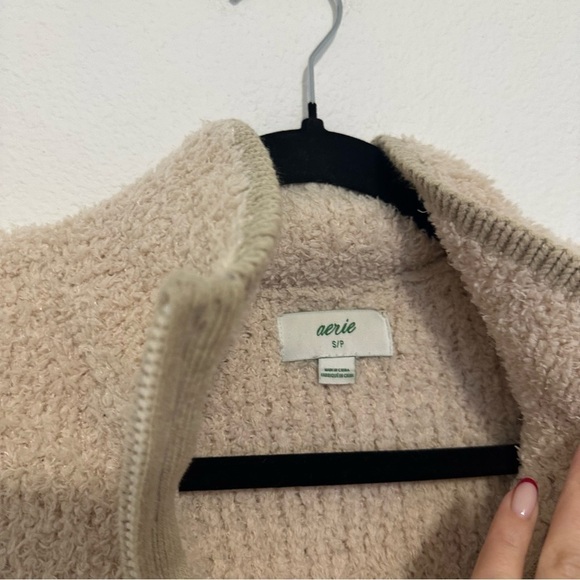 AERIE Sherpa Super Soft Pullover Sweater Quarter Zip Size Small Women's - Picture 6 of 10